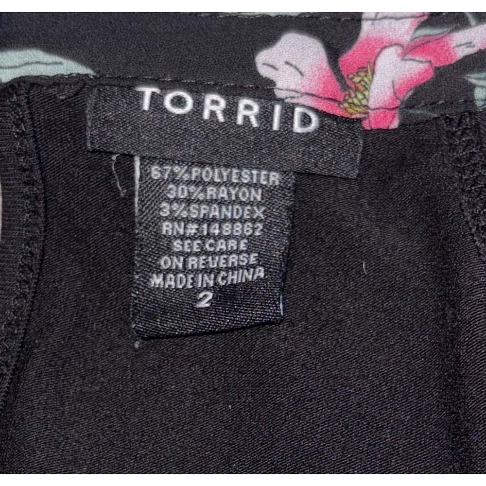 Torrid Womens Floral Keyhole Back Tank Top Black Pink Plus Size 2 2X 18 - Picture 5 of 9